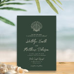 Invitation Moss Green Modern Shell Beach Destination Mariage<br><div class="desc">Moss Green Modern Shell Beach Ocean Destination Wedding Invitation Card. Célébrez votre journée spéciale avec cette belle et élégante carte de faire-part de mariage pour embellir votre occasion spéciale. Tous les textes sont pré-arrangés pour que vous personnalisiez facilement et rapidement avec vos propres détails. Si vous avez besoin d'une personnalisation...</div>