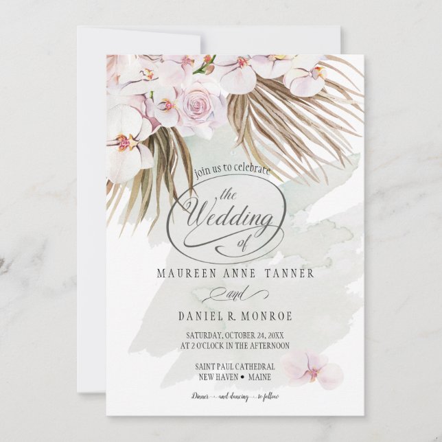 Invitation Moss Phalaenopsis Orchid Boho (Devant)