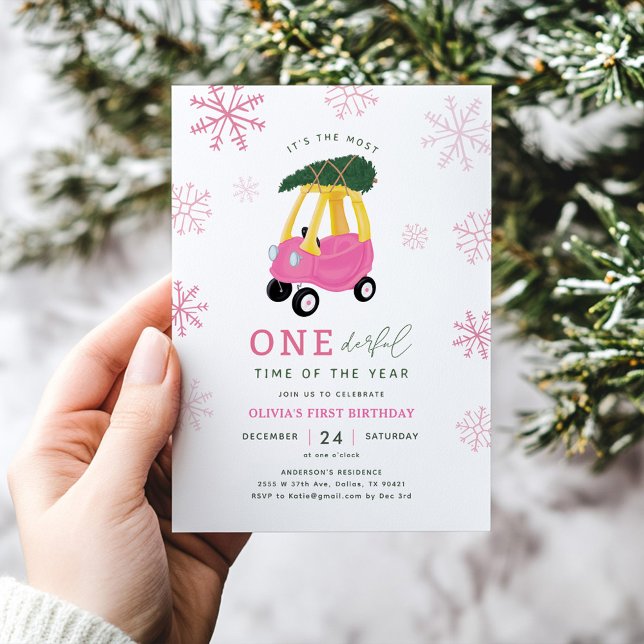 Invitation Most ONEderful Time Of The Year Pink 1st Birthday (Créateur téléchargé)