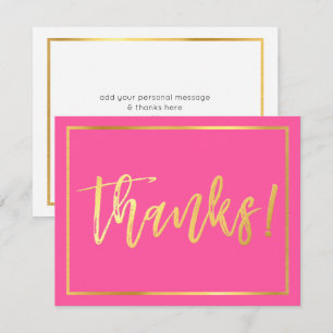 Invitation MOT DE REMERCIEMENT écriture manuscrite dorée rose