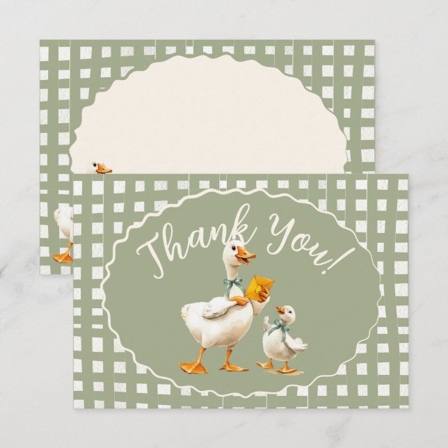 Invitation Mot de remerciement Gingham Silly Goose (Devant / Derrière)