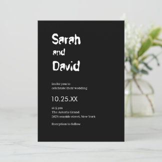 Invitation mot personnalisé uniquement mariage noir et blanc
