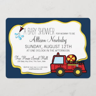 Invitation Moteur d'incendie et Baby shower de tuyau
