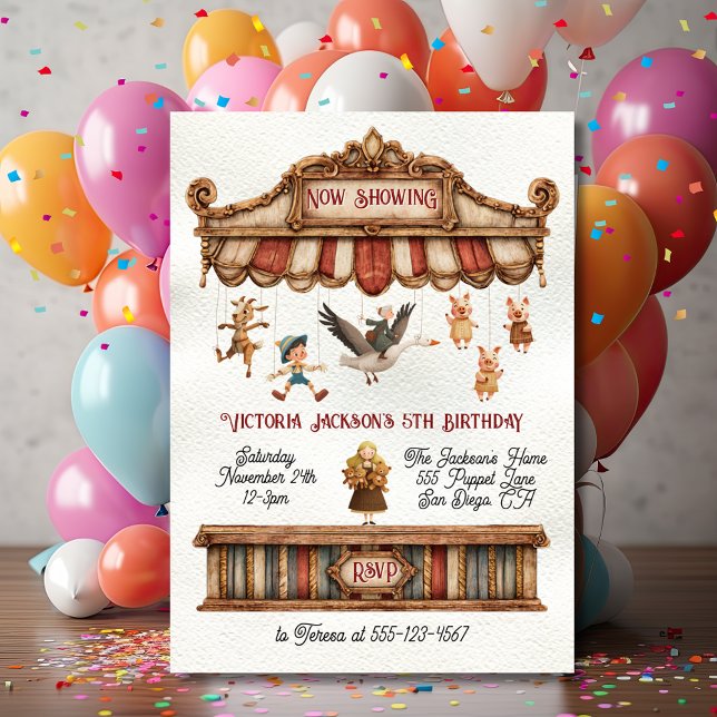 Invitation Mother Goose Puppet Show Birthday Party (Créateur téléchargé)
