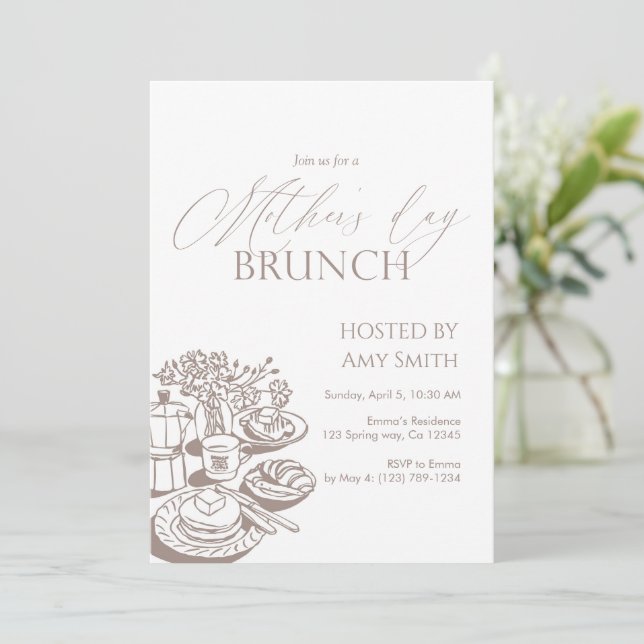 Invitation Mother’s Day Brunch Neutral Line  (Debout devant)