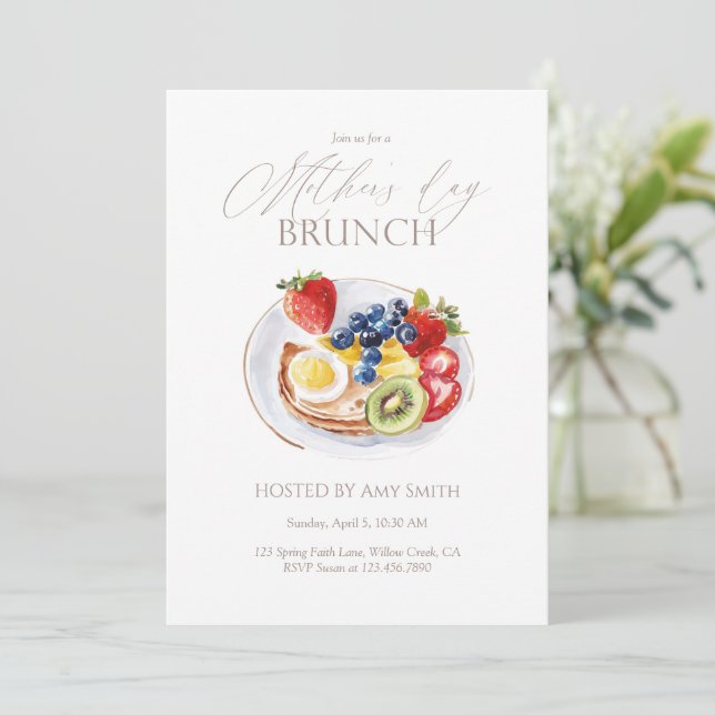 Invitation Mother’s Day Brunch Watercolor Mother’s Day (Debout devant)
