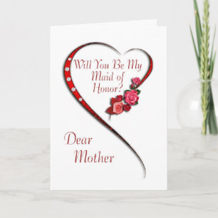 Invitation Mother, Swirling heart Maid of Honor invite