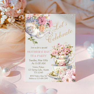 Invitation Mother's Day Brunch Tea Party Floral