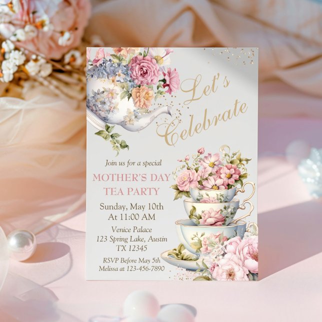 Invitation Mother's Day Brunch Tea Party Floral (Elegant Floral Mother's Day Tea Party Invitation)