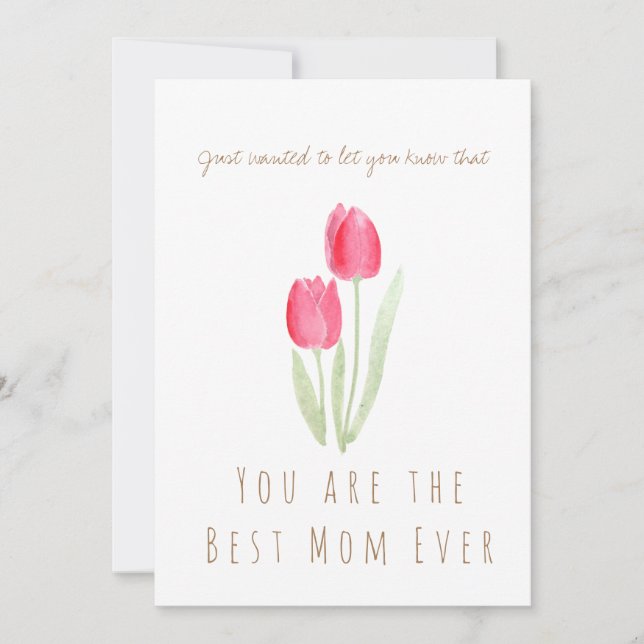 Invitation mother's day watercolor red tulips flowers card (Devant)