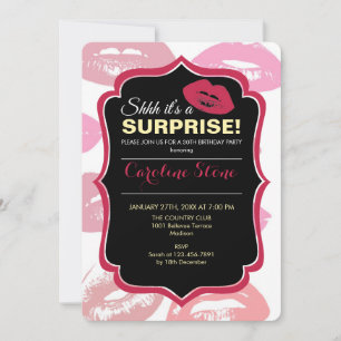 Invitation Motif à bouche rouge Personnalisé                 