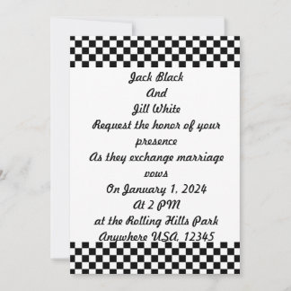 Invitation Motif à damier noir et blanc