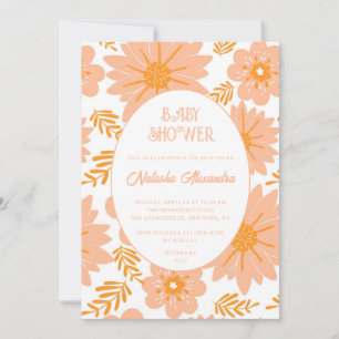 Invitation Motif à fleurs orange Fuzz Vintage rétro