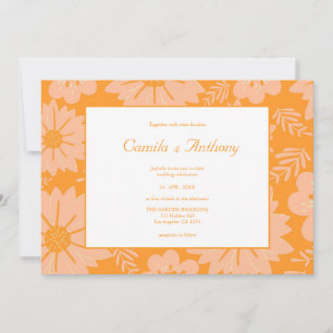 Invitation Motif à fleurs orange Fuzz Vintage rétro
