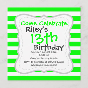 Invitation Motif à Grandes Grandes vertes et blanches