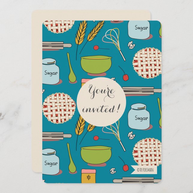 Invitation motif à la tarte du dessert par TR Forsman (Devant / Derrière)