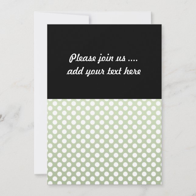 Invitation Motif à pois gris vert et blanc (Devant)
