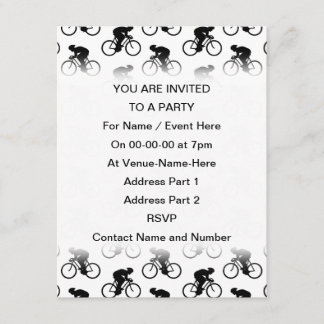 Invitation Motif à vélo en noir et blanc.