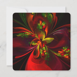 Invitation Motif abstrait d'art floral rouge vert moderne #05