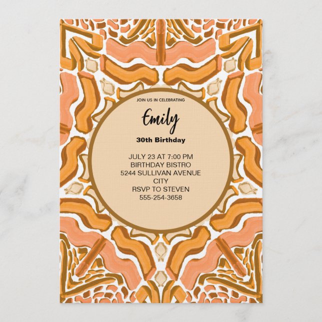 Invitation Motif abstrait moderne coup de pinceau en terre cu (Devant)