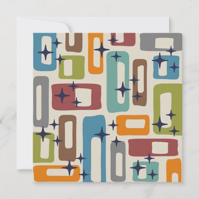 Invitation Motif Abstrait moderne rétro du milieu du siècle (Devant)