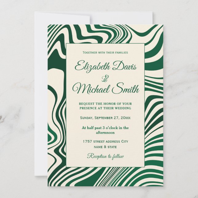 Invitation Motif Abstrait Retro Green (Devant)