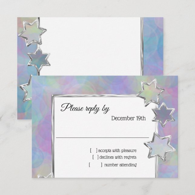 Invitation Motif Abstrait RSVP Siver Star (Devant / Derrière)