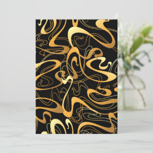 Invitation Motif Abstrait Tourbillonnant Doré