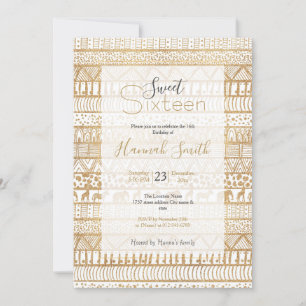 Invitation Motif africain de la tribu Gold White
