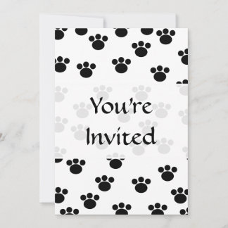 Invitation Motif animal d'empreinte de patte. Noir et blanc.