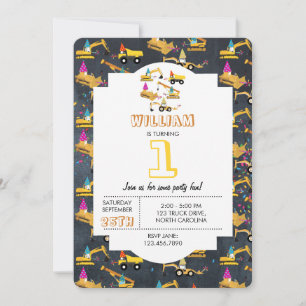 Invitation Motif Anniversaire de enfant de la Fête des camion