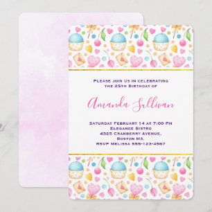 Invitation Motif aquarelle délectable de cœurs et d'amour