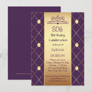 Invitation motif au diamant d'or à la fête du 80e anniversair