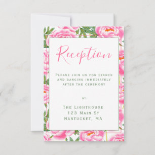 Invitation Motif aux Pivoines Roses   Carton d'invitation de 