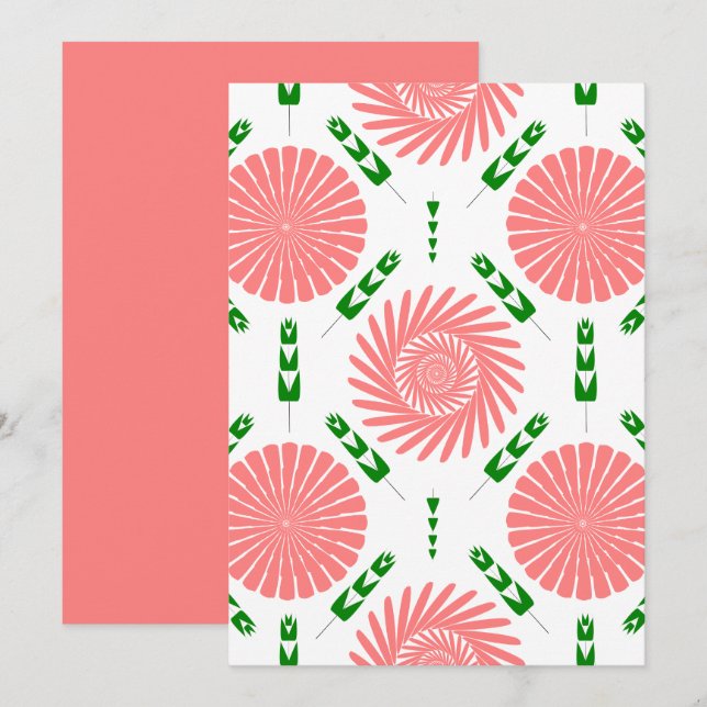 Invitation motif avec des fleurs roses (Devant / Derrière)