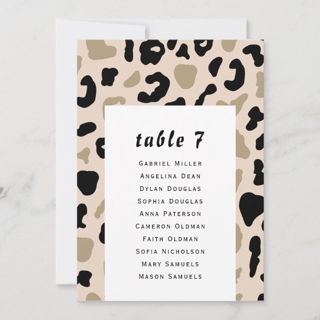 Invitation Motif beige gris. Plan de table moderne pour invit (Devant)