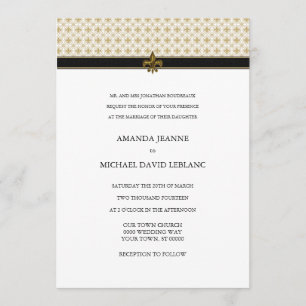 Invitation Motif Black Gold Fleur de Lis