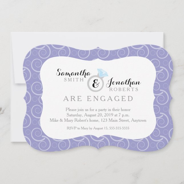 Invitation Motif blanc, Jeu d'engagement violet clair (Devant)