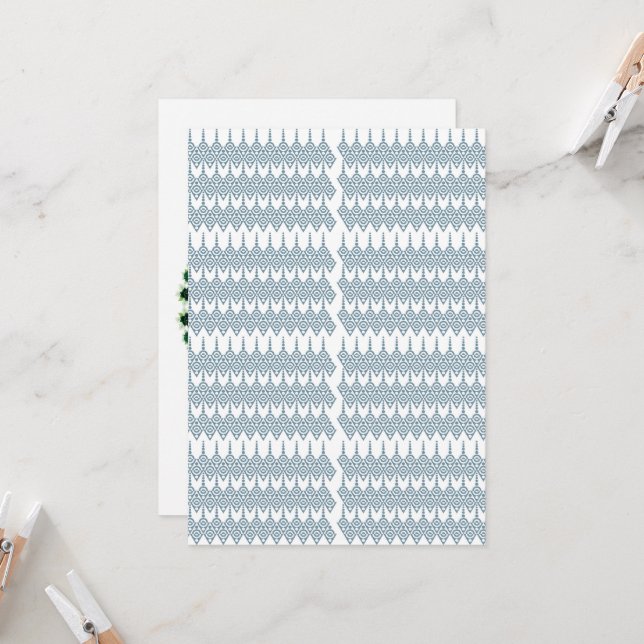 Invitation motif bleu et blanc avec un arrière - plan blanc (Devant/Arrière en situation)