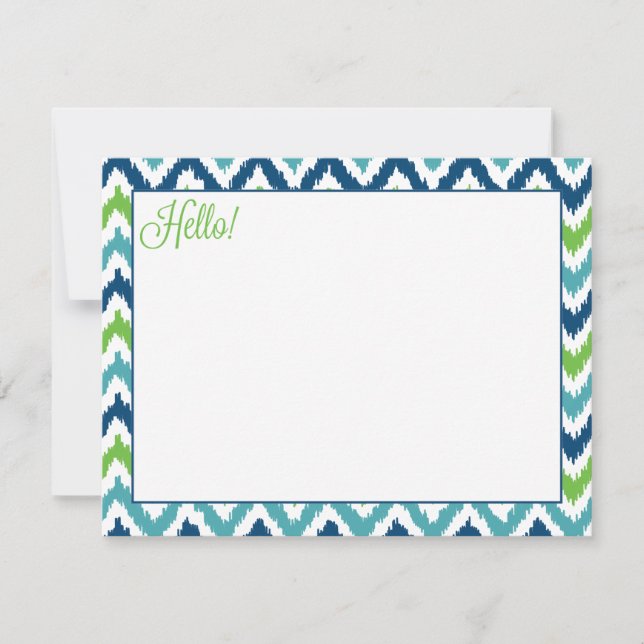 Invitation Motif Blue Aqua Green Zigzag Ikat (Devant)