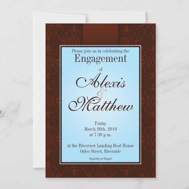 Invitation - Motif Blue & Cocoa Orlee (Devant)