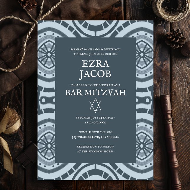 Invitation Motif Boho moderne Custom B'nai Bat Bar Mitzvah (Modern Boho Pattern Custom B'nai Bat Bar Mitzvah Invitation
)