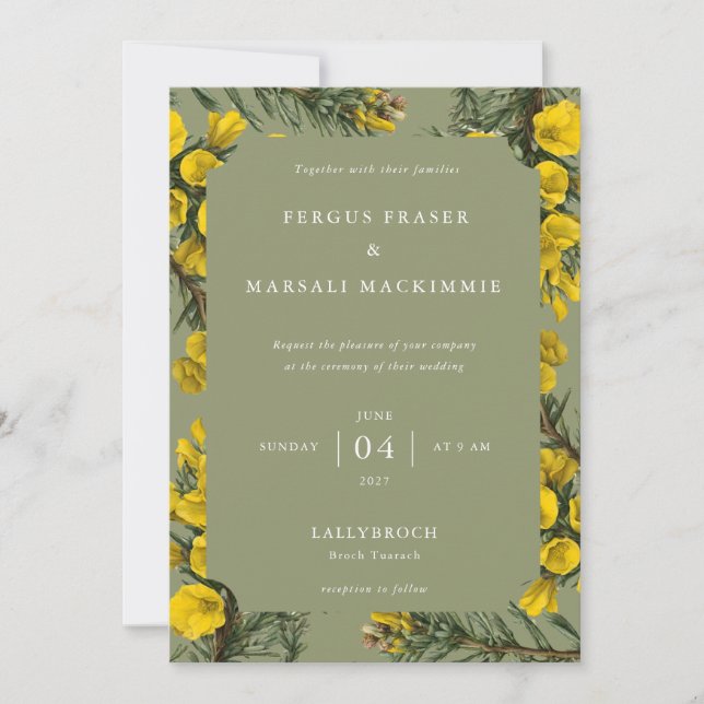 Invitation motif botanique d'ajonc (Devant)