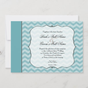 Invitation Motif Chevron  cadre Mariage bleu Turquoise