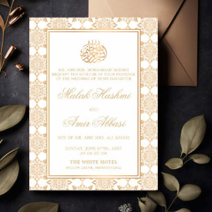 Invitation Motif chic blanc musulman musulman Mariage