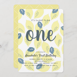 Invitation Motif citron et feuille 1er anniversaire Invitatio