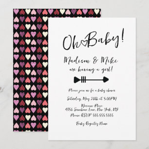 Invitation Motif cœur Saint-Valentin Baby Shower