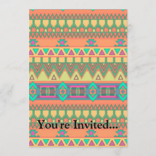 Invitation Motif coloré de la tribu Aztec Ikat de Chevron Zig