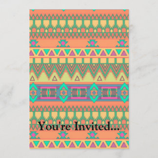 Invitation Motif coloré de la tribu Aztec Ikat de Chevron Zig