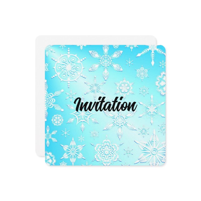 Invitation Motif Crystal Snowflakes (Devant/Arrière en situation)